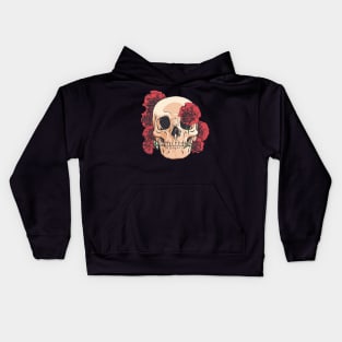 Skull With Flowers - Hand Drawn Kids Hoodie